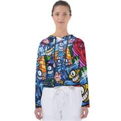 Graffiti Urban Colorful Graffiti Cartoon Fish Women s Slouchy Sweat by genx