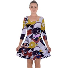 Graffiti Urban Colorful Graffiti City Wall Hip Hop Music Singers Quarter Sleeve Skater Dress by genx