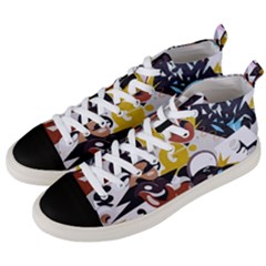 Graffiti Urban Colorful Graffiti City Wall Hip Hop Music Singers Men s Mid-top Canvas Sneakers by genx