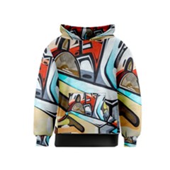 Blue Face King Graffiti Street Art Urban Blue And Orange Face Abstract Hiphop Kids  Pullover Hoodie by genx