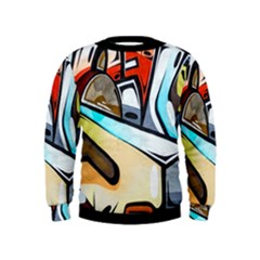 Blue Face King Graffiti Street Art Urban Blue And Orange Face Abstract Hiphop Kids  Sweatshirt by genx