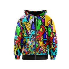 Graffiti Abstract With Colorful Tubes And Biology Artery Theme Kids  Zipper Hoodie by genx