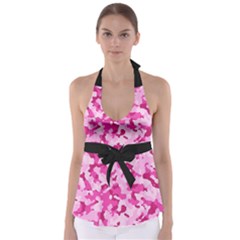 Standard Pink Camouflage Army Military Girl Funny Pattern Babydoll Tankini Top by snek