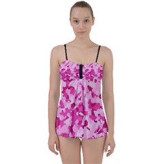 Standard Pink Camouflage Army Military Girl Funny Pattern Babydoll Tankini Set by snek