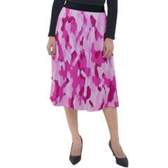 Standard Pink Camouflage Army Military Girl Funny Pattern Classic Velour Midi Skirt  by snek