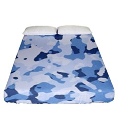 Standard Light Blue Camouflage Army Military Fitted Sheet (queen Size) by snek