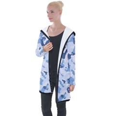 Standard Light Blue Camouflage Army Military Longline Hooded Cardigan by snek