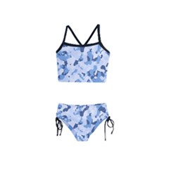 Standard Light Blue Camouflage Army Military Girls  Tankini Swimsuit by snek