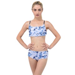 Standard Light Blue Camouflage Army Military Layered Top Bikini Set by snek