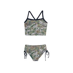 Wood Camouflage Military Army Green Khaki Pattern Girls  Tankini Swimsuit by snek