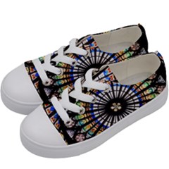 Stained Glass Cathedral Rosette Kids  Low Top Canvas Sneakers by Pakrebo