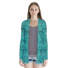 Turquoise Drape Collar Cardigan by LalaChandra