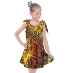 Flat Iron Building Architecture Kids  Tie Up Tunic Dress by Pakrebo