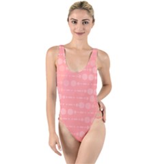 Background Polka Dots Pink High Leg Strappy Swimsuit by Mariart