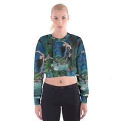 Wonderful Mermaid In The Deep Ocean Cropped Sweatshirt by FantasyWorld7