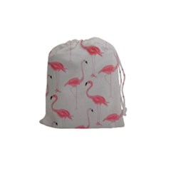 Pink Flamingos Drawstring Pouch (medium) by WensdaiAmbrose