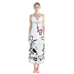 Illustration Vector Skull Button Up Chiffon Maxi Dress by Mariart