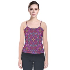 Kaleidoscope Triangle Pattern Velvet Spaghetti Strap Top by Mariart