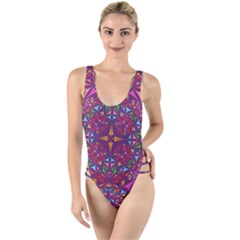 Kaleidoscope Triangle Pattern High Leg Strappy Swimsuit by Mariart