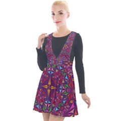 Kaleidoscope Triangle Pattern Plunge Pinafore Velour Dress by Mariart