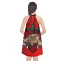 Wonderful German Shepherd With Heart And Flowers Halter Neckline Chiffon Dress  View2