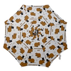 Groundhog Day Pattern Hook Handle Umbrellas (small) by Valentinaart