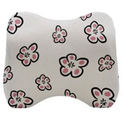 Plum Seamless Flower Velour Head Support Cushion by Mariart