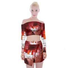 Pattern Structure Light Patterns Off Shoulder Top With Mini Skirt Set by Pakrebo