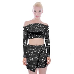 Fabric Cloth Textile Clothing Off Shoulder Top With Mini Skirt Set by Pakrebo