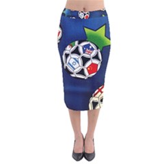 Textile Football Soccer Fabric Velvet Midi Pencil Skirt by Pakrebo