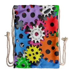 The Gears Are Turning Drawstring Bag (large) by WensdaiAmbrose