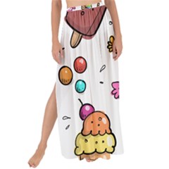 Doodle Cartoon Drawn Cone Food Maxi Chiffon Tie-up Sarong by Pakrebo