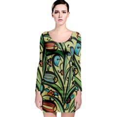 Mosaic Tile Art Ceramic Colorful Long Sleeve Bodycon Dress by Pakrebo