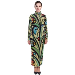 Mosaic Tile Art Ceramic Colorful Turtleneck Maxi Dress by Pakrebo