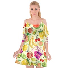 Seamless Pattern Fruit Cutout Spaghetti Strap Chiffon Dress by Mariart