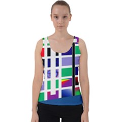 Color Graffiti Pattern Geometric Velvet Tank Top by Pakrebo