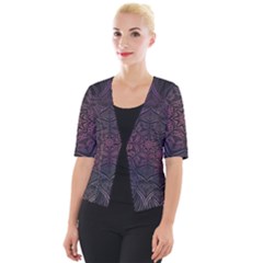 Mandala Neon Symmetric Symmetry Cropped Button Cardigan by Pakrebo