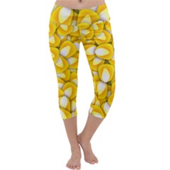 Pattern Background Corn Kernels Capri Yoga Leggings by Pakrebo