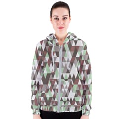 Coco Mint Triangles Women s Zipper Hoodie by WensdaiAmbrose