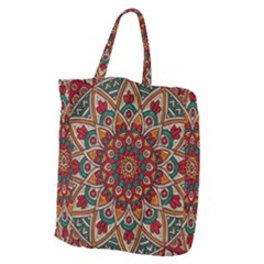 Mandala - Red & Teal Giant Grocery Tote by WensdaiAmbrose