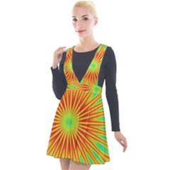 Kaleidoscope Background Mandala Red,green Sun Plunge Pinafore Velour Dress by Mariart