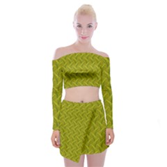 Autumn Leaves Pattern Off Shoulder Top With Mini Skirt Set by LoolyElzayat