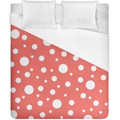 Polka Dot On Living Coral Duvet Cover (california King Size) by LoolyElzayat