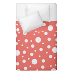 Polka Dot On Living Coral Duvet Cover Double Side (single Size) by LoolyElzayat