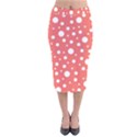 Polka Dot On Living Coral Velvet Midi Pencil Skirt View1