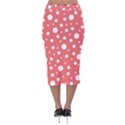 Polka Dot On Living Coral Velvet Midi Pencil Skirt View2