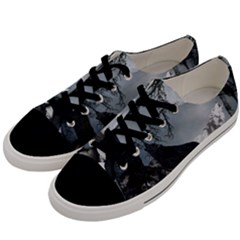 Awesome Black And White Wolf In The Dark Night Men s Low Top Canvas Sneakers by FantasyWorld7