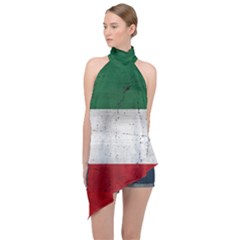 Flag Patriote Quebec Patriot Red Green White Grunge Separatism Halter Asymmetric Satin Top by Quebec