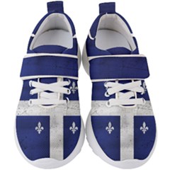 Flag Quebec Drapeau Grunge Fleur De Lys Blue And White Kids  Velcro Strap Shoes by Quebec