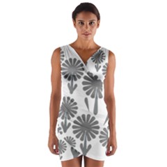 Zappwaits Flowers Black Wrap Front Bodycon Dress by zappwaits